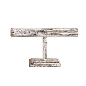 Ikee Design Wooden Bracelet Bangle Scrunch Display Stand, Wood Jewelry Storage Holder for Store Display, Showcase Display and Home Decor, Antique White Color, 12 W x 7 H in