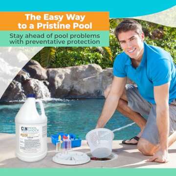 Liquid Pool Shock - Sodium Hypochlorite 12.5 Percent - Liquid Chlorine for Swimming Pool - Chlorine Shock for Swimming Pools - Pool Algae Remover - Pool Supplies Chemicals - Pool Bleach Liquid 4 Gal