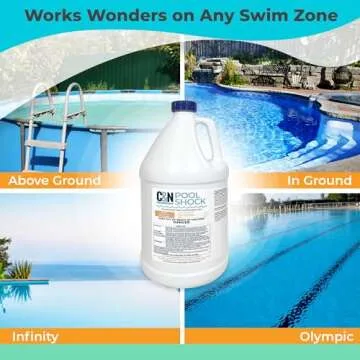 Liquid Pool Shock - Sodium Hypochlorite 12.5 Percent - Liquid Chlorine for Swimming Pool - Chlorine Shock for Swimming Pools - Pool Algae Remover - Pool Supplies Chemicals - Pool Bleach Liquid 4 Gal