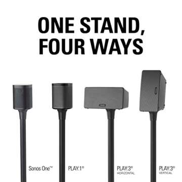 Sanus Wireless Sonos Speaker Stand for Sonos One, Play:1, & Play:3 - Audio-Enhancing Design with Built-in Cable Management
