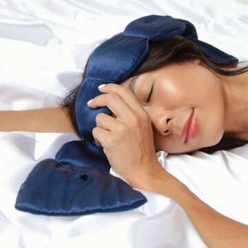 Nodpod Gentle Pressure Silk Sleep Mask | Patented Light Blocking Design for Sleeping, Travel & Relaxation | Bead Filled, Machine Washable (Sapphire)