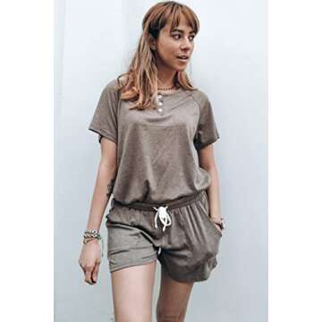 WIHOLL PJ Lounge Sets for Women Soft 2 Piece Outfits Plus Size Khaki 2XL