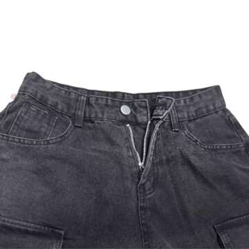 BXCNCKD Women's Baggy Cargo Pants Y2K Clothing Multi-Pocket Relaxed Fit Jeans Grunge Clothes Alt Hip hop (Black,S)