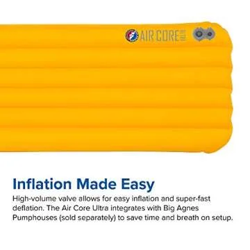 Big Agnes Air Core Ultra Sleeping Pad, 20x72 REGULAR,Gold