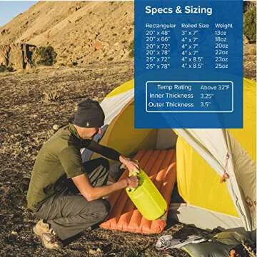Big Agnes Air Core Ultra Sleeping Pad, 20x72 REGULAR,Gold