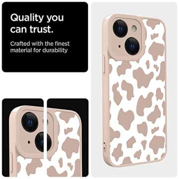 OOK Compatible with iPhone 13 Case Cute Cow Print Fashion Slim Lightweight Camera Protective Soft Fl...