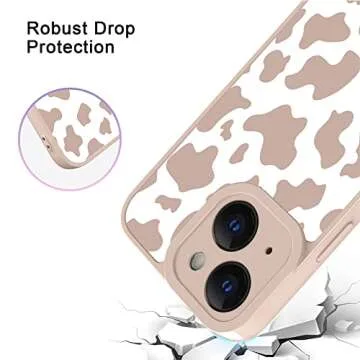 OOK Compatible with iPhone 13 Case Cute Cow Print Fashion Slim Lightweight Camera Protective Soft Flexible TPU Rubber for iPhone 13 with [Screen Protector]-Pink