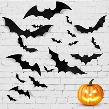 64Pcs 3D Bat Stickers for Halloween Decorations
