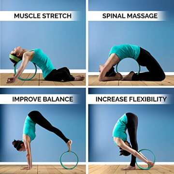 EZ JOI Yoga Wheel Set of 3 - Fitness Yoga Wheel for Back Pain Relief Massage, Inversion Poses & Muscle Stretching - Strong Anti Slip Back roller Wheel with extra-thick TPE Padding - 6", 10" & 13"