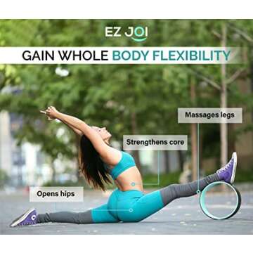 EZ JOI Yoga Wheel Set of 3 - Fitness Yoga Wheel for Back Pain Relief Massage, Inversion Poses & Muscle Stretching - Strong Anti Slip Back roller Wheel with extra-thick TPE Padding - 6", 10" & 13"