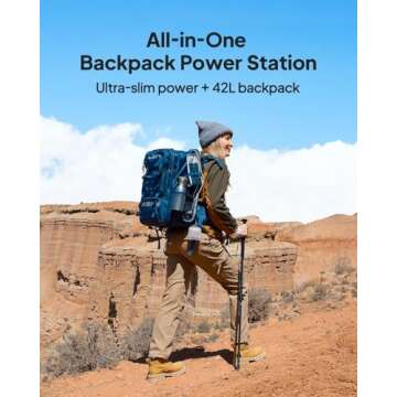 BLUETTI Handsfree 1 Solar Backpack Power Station, 268.8Wh 300W LiFePO4 Solar Generator with a 42L Dr...
