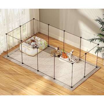 Pet Playpen,Puppy Playpen Transparent Small Animals Playpen, Pet Fence Yard Fence for Puppy,Bunny,Gu...