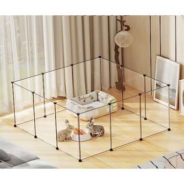 Pet Playpen,Puppy Playpen Transparent Small Animals Playpen, Pet Fence Yard Fence for Puppy,Bunny,Guinea Pigs,Ferrets,Mice,Hamsters,Hedgehogs,Turtles