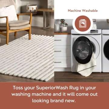 nuLOOM 4' x 6' Cozy Plush SuperiorWash Area Rug, Machine Washable, Non-Slip, Soft Fluffy Shag Carpet for Living Room Bedroom Kids Room Nursery Home Decor, Kai White