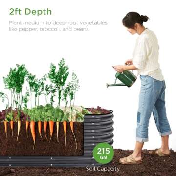 Best Choice Products 8x2x2ft Metal Raised Garden Bed, Oval Outdoor Deep Root Planter Box for Vegetab...