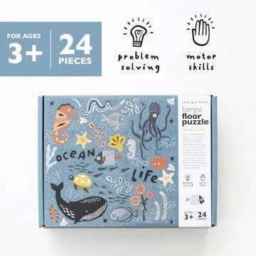 Wee Gallery Ocean Life Floor Puzzle, 24 Large Pieces, Durable Jumbo Jigsaw Floor Puzzles for Beginne...