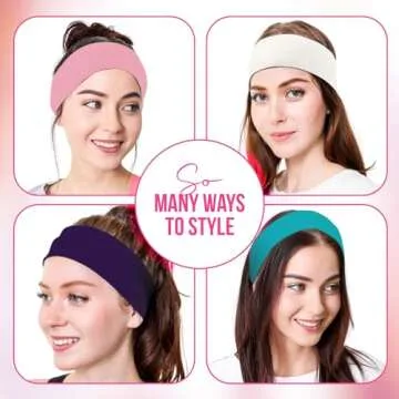 Styla Hair Headbands for Women Stretch Fashion Headbands 10 Pack Non-Slip Head Wraps Great for Spa, Sports, Yoga, Pilates, Running, Gym Headband, Workouts (Pastel)