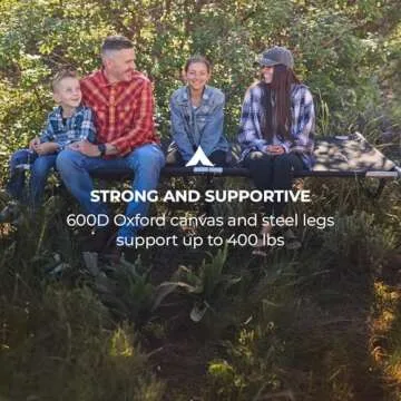 TETON Sports Camping Cot with Patented Pivot Arm - Folding Camping Cot for Car & Tent Camping - Durable Canvas Sleeping Cot - Portable Camping Accessory - 86" x 45" - Outfitter XXL,Black