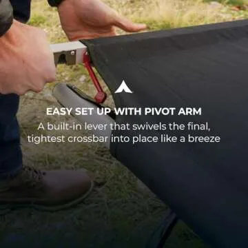 TETON Sports Camping Cot with Patented Pivot Arm - Folding Camping Cot for Car & Tent Camping - Durable Canvas Sleeping Cot - Portable Camping Accessory - 86" x 45" - Outfitter XXL,Black