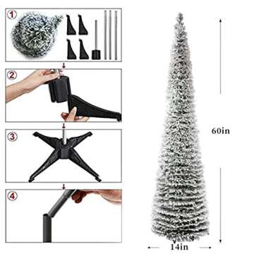 DOYOLLA Snow Flocked Christmas Tree 5ft - Eco-Friendly & Easy Assembly