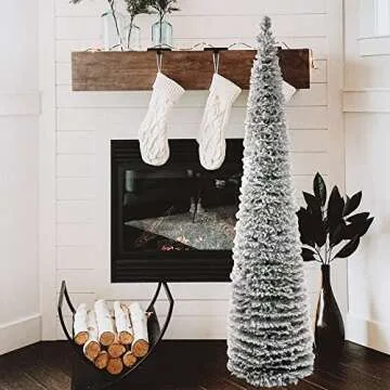 DOYOLLA 5ft Snow Flocked Christmas Tree - Perfect for Small Spaces