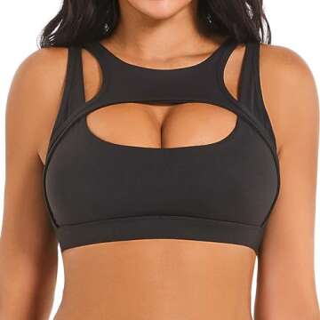 Push up Sports Bra for Women Sexy Hollow Crop Tops with Removable Cups Yoga Workout Fitness Yoga Bra...