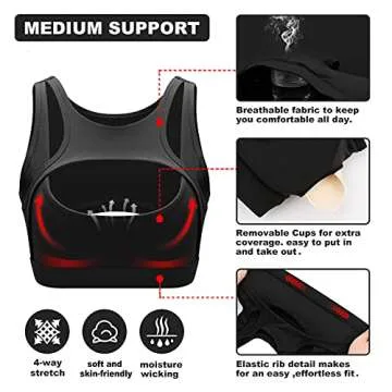 Push up Sports Bra for Women Sexy Hollow Crop Tops with Removable Cups Yoga Workout Fitness Yoga Bra Medium Support Black Small