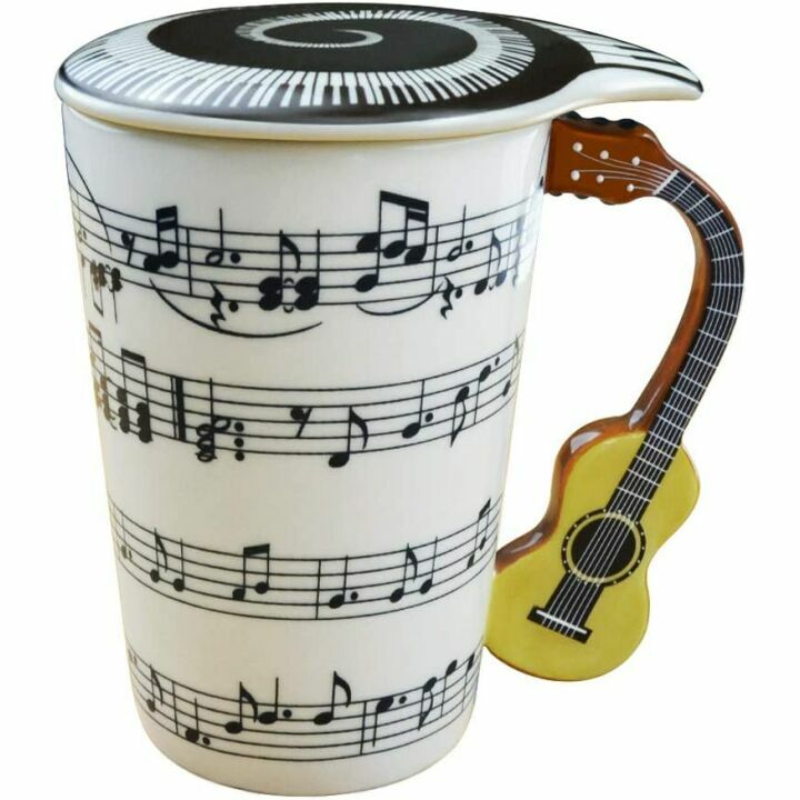 Musical Notes Guitar Handle Mug - 13.5 Oz Ceramic