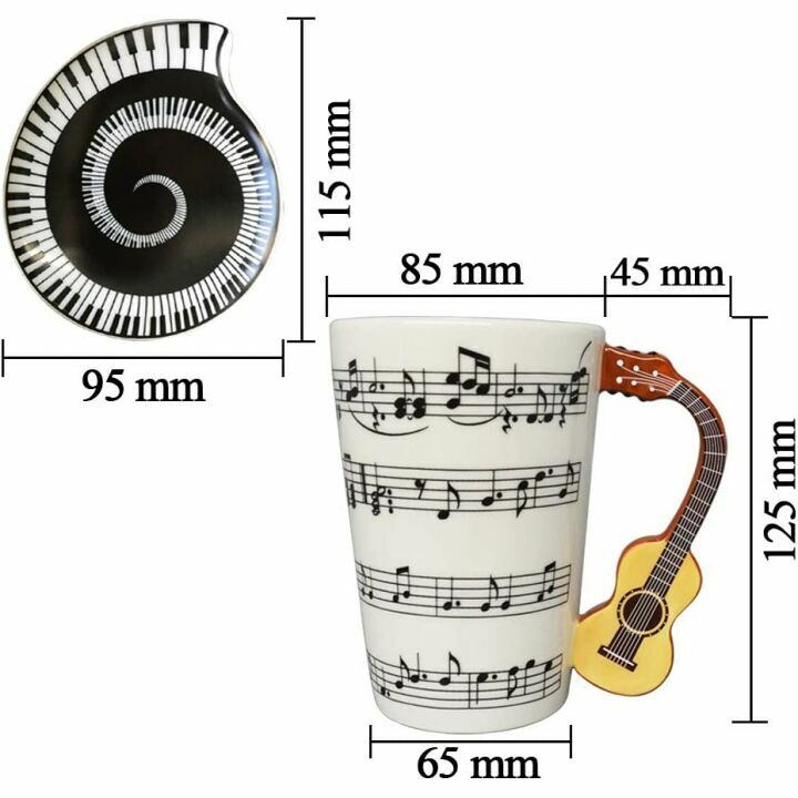 Musical Notes Guitar Handle Mug - 13.5 Oz Ceramic