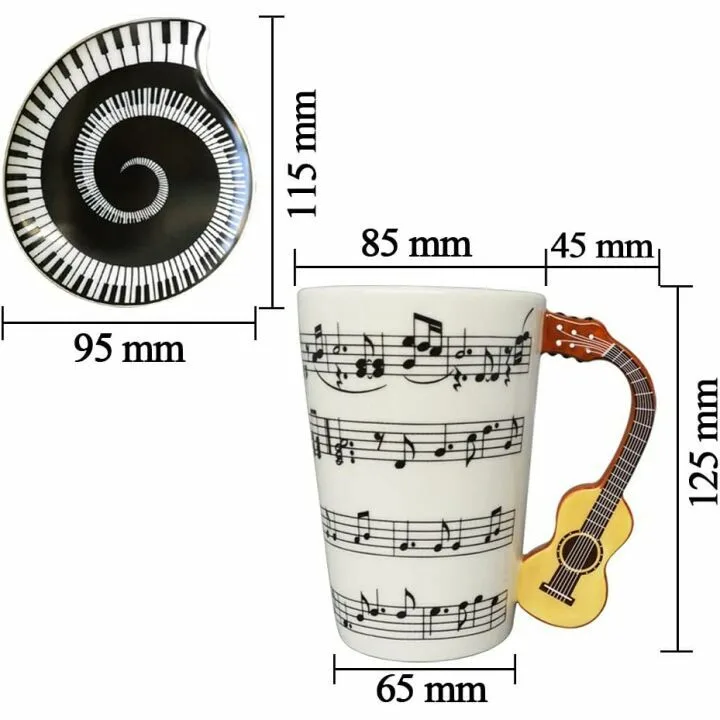 Musical Notes Guitar Handle Mug - 13.5 Oz Ceramic