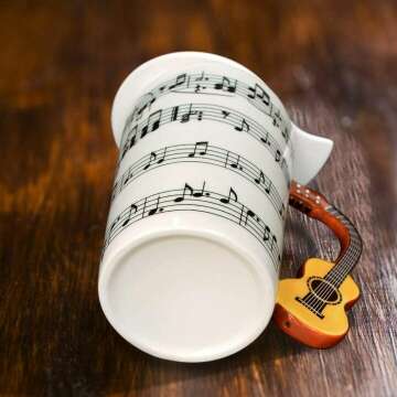 Musical Notes Guitar Handle Mug - 13.5 Oz Ceramic