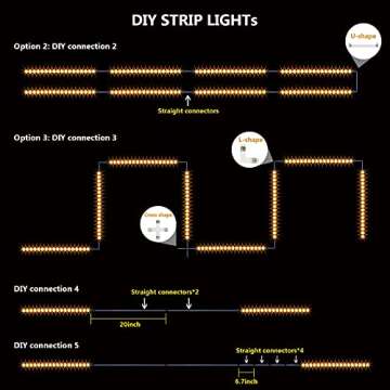 WOBANE Under Cabinet Lighting Kit,8PCS 12 inch Led Light Bars,Under Counter Lights for Kitchen,Cupboard,Desk,Bookcase,Shelf,Showcase Display,DIY Tape Light,Variety Connectors,1200lm,2700K WarmWhite