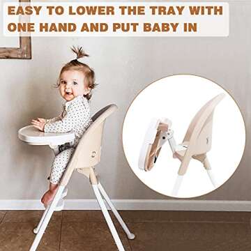 FUNNY SUPPLY 3-in-1 Cute Folding High Chair, Perfect Modern Space Saving Highchair with Detachable D...