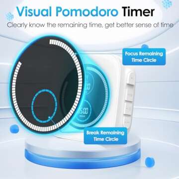 HAUKINIX Pomodoro Timer Productivity Timer Focus Timer 99 Min Visual Timer Countdown Stopwatch Desk ADHD Timer for Study, Work, Student, Procrastination, Loud Alarm/Mute/Vibration, 2 Brightness Levels