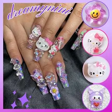 Cute Kawaii Nail Charms 70 PCS for Lovely Nail Art