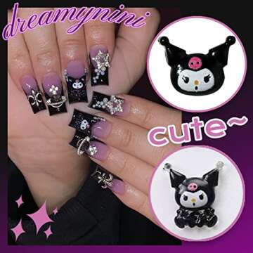 Cute Kawaii Nail Charms 70 PCS for Lovely Nail Art