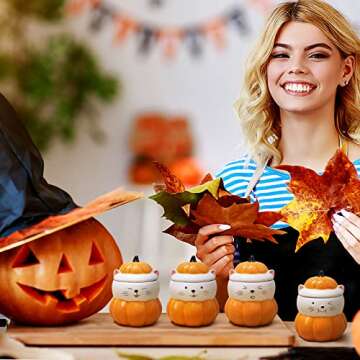 Maustic Pumpkin Mugs, Fall Autumn Mug, Pumpkin Shaped Mugs with Lovely Cat Faces, Cute Thanksgiving ...