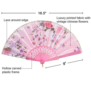 BABEYOND 8pcs Floral Folding Hand Fans for Parties