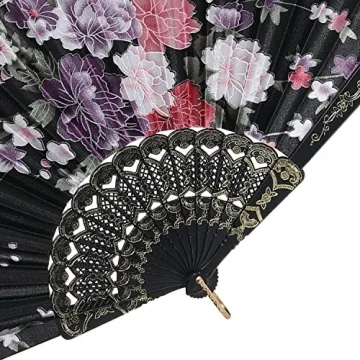 BABEYOND 8pcs Floral Folding Hand Fans for Parties