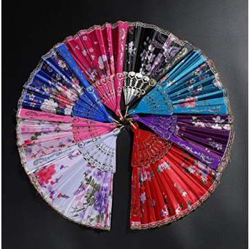 BABEYOND 8pcs Floral Folding Hand Fans for Parties