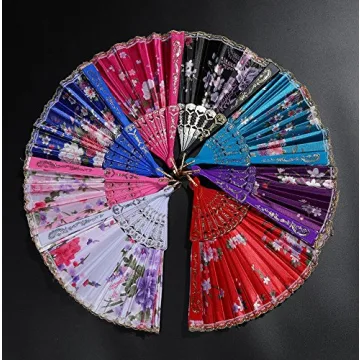 BABEYOND 8pcs Floral Folding Hand Fans for Parties