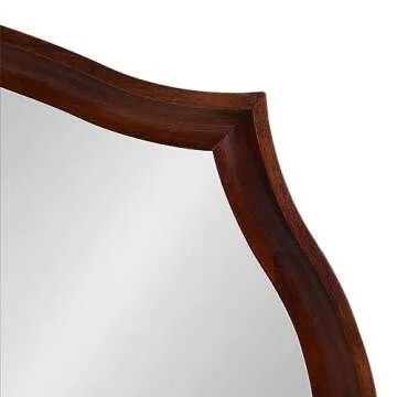 Kate and Laurel Hatherleigh Traditional Scalloped Oval Wall Mirror, 24 x 34, Walnut Brown, Vintage Decorative Wooden Rectangular Mirror for Use in Bathroom, Entryway, or Bedroom