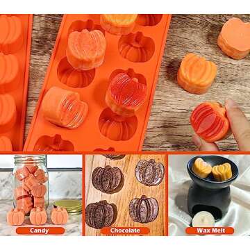 Webake Pumpkin Chocolate Mold 3 PCS Silicone Chocolate Mold 12 Cavity Autumn Candy Mold for Baking Cake Decoration Thanksgiving Muffin Cake Soap Candle Cookies