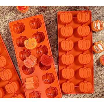 Webake Pumpkin Chocolate Mold 3 PCS Silicone Chocolate Mold 12 Cavity Autumn Candy Mold for Baking Cake Decoration Thanksgiving Muffin Cake Soap Candle Cookies