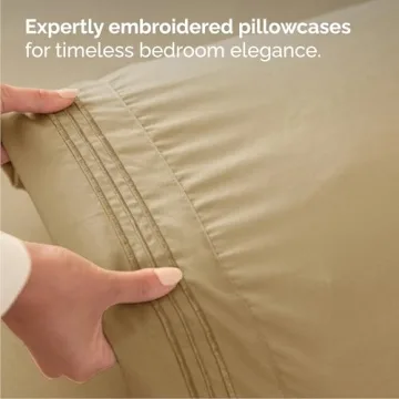 Queen Size 4 Piece Sheet Set - Comfy Breathable & Cooling Sheets - Hotel Luxury Bed Sheets for Women, Men, Kids & Teens - Deep Pockets, Easy-Fit, and Wrinkle Free Sheets - Beige Oeko-Tex Bed Sheet Set