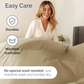 Queen Size 4 Piece Sheet Set - Comfy Breathable & Cooling Sheets - Hotel Luxury Bed Sheets for Women, Men, Kids & Teens - Deep Pockets, Easy-Fit, and Wrinkle Free Sheets - Beige Oeko-Tex Bed Sheet Set