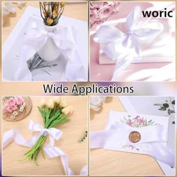 Premium White Satin Ribbon 60 Yards for Crafts and Gifts