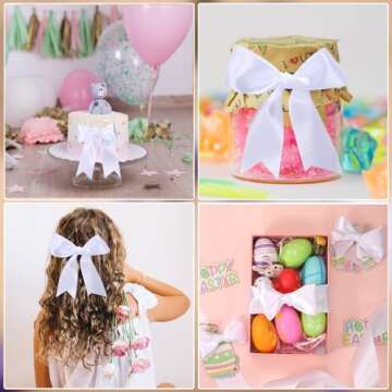 Premium White Satin Ribbon 60 Yards for Crafts and Gifts