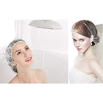Disposable Shower Caps, 200PCS Disposable Clear Plastic Waterproof Hair Shower Caps for Women, Spa, ...