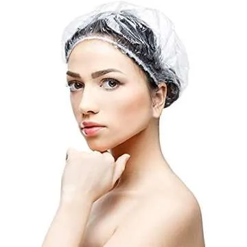 Disposable Shower Caps, 200PCS Disposable Clear Plastic Waterproof Hair Shower Caps for Women, Spa, Processing caps for hair Home Use, Hotel and Hair Salon, Portable Travel